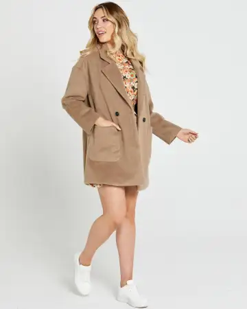 Pimkie single breasted tailored coat in beige