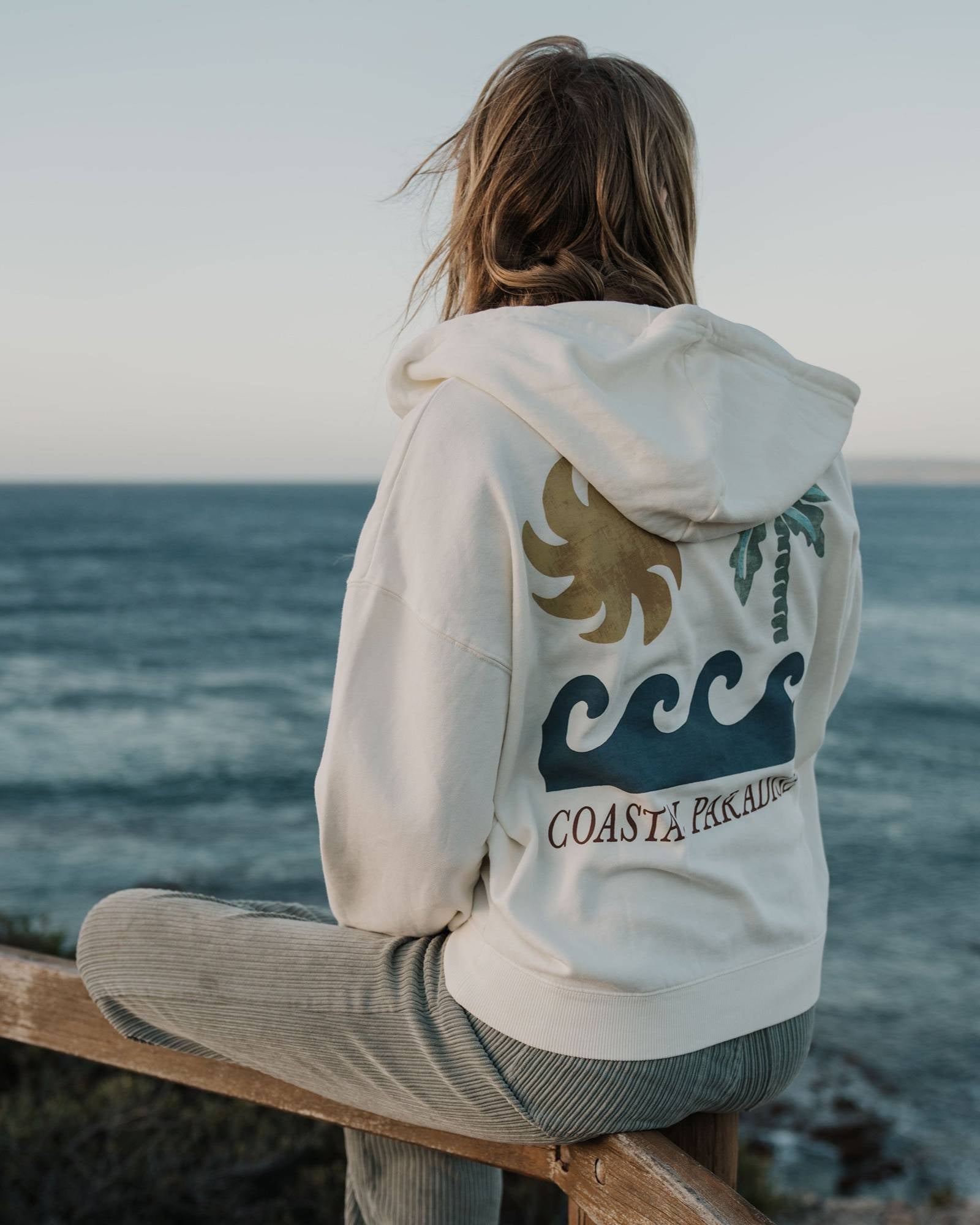 Atwood Palma Zip Hoodie in Winter White | Chances Surf NZ