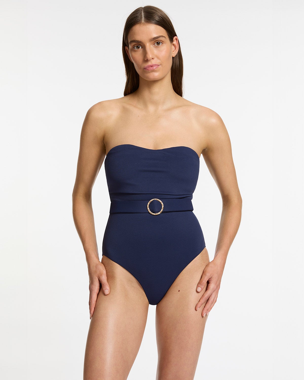 Denim Bandeau One Piece Swimsuit Set main image 1