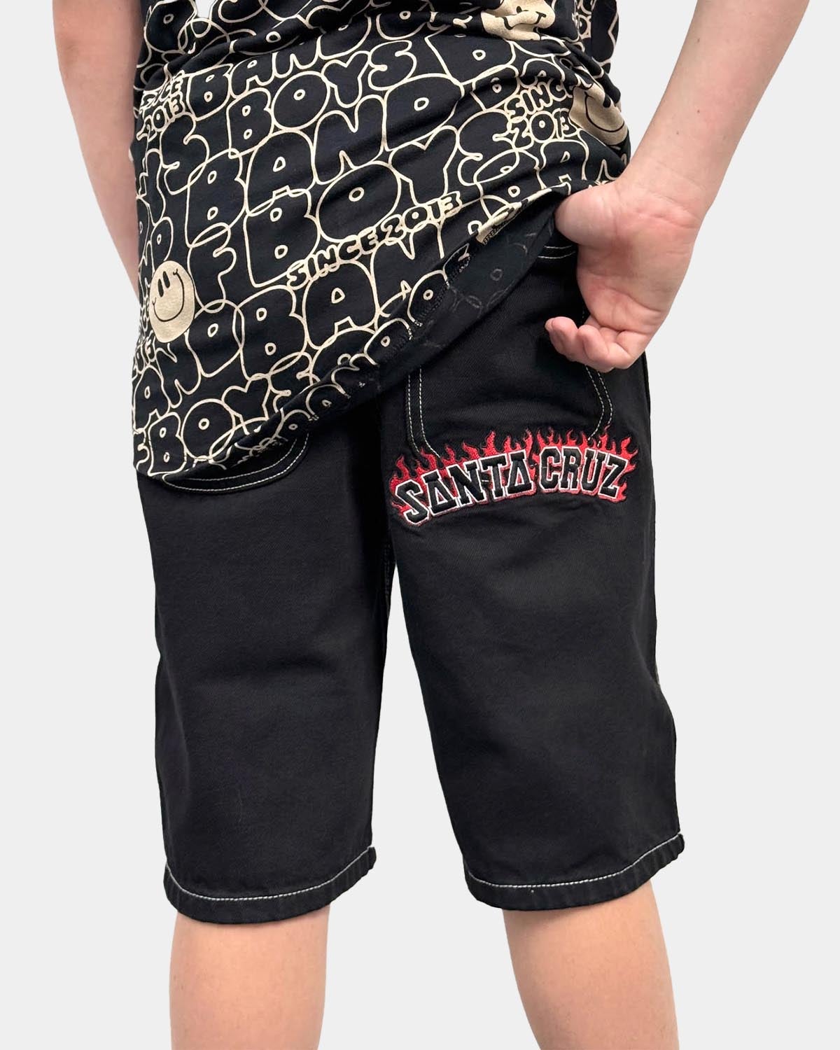 Boy Flamed Collegiate Arch Jean Short in Black | Chances Surf NZ