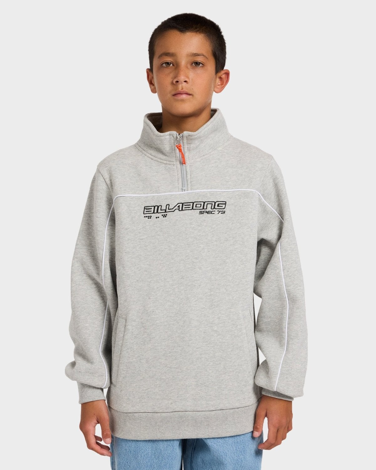 Boys Spec 1/4 Zip Thru Jumper in Lt Grey Heather | Chances Surf NZ