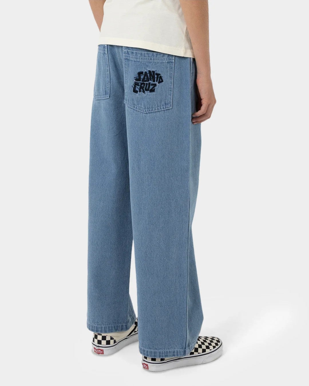 Boys Yelling Stack Baggy Denim Jeans in Mid Blue | Chances Surf NZ