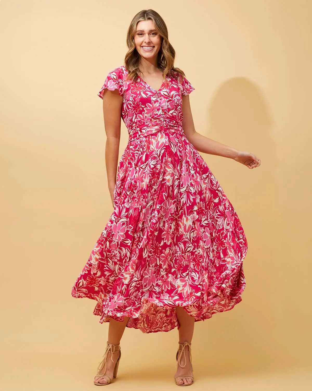 Cap Sleeve Floral Maxi Dress Chances Surf NZ
