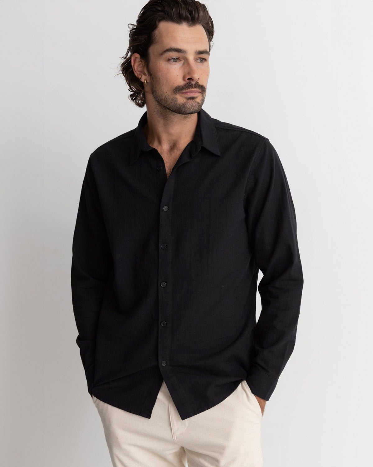 Classic Linen Shirt in Vintage Black | Chances Surf NZ