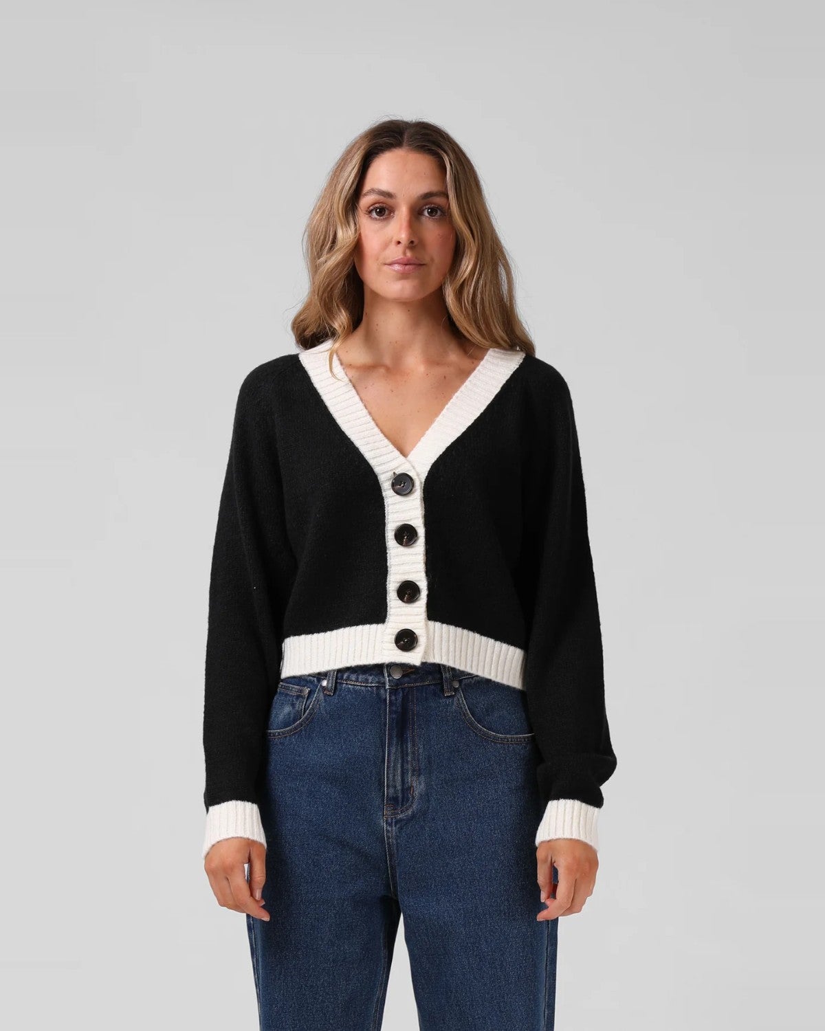 Cropped Cardigan in Black | Chances Surf NZ