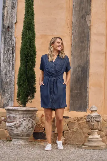 Debra Lyocell Denim Shirt Dress Chances Surf NZ