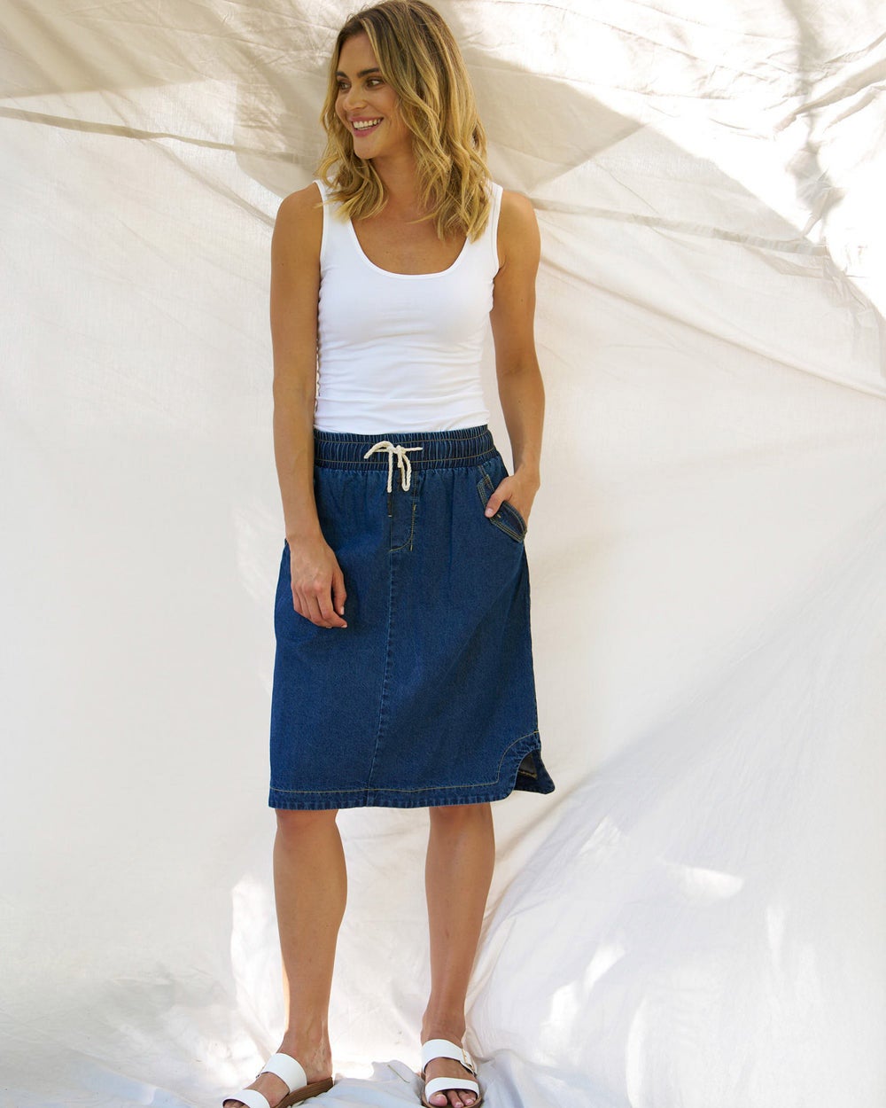 Desiree Denim Skirt in Blue Wash | Chances Surf NZ