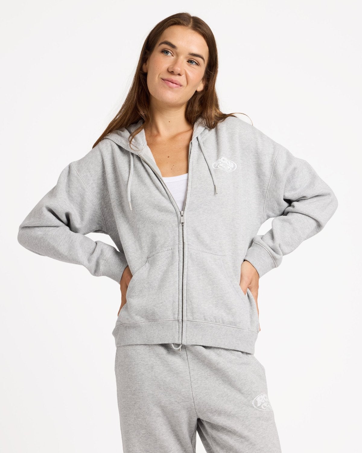 Dreamy Days Zip Hoodie in Grey Marle | Chances Surf NZ