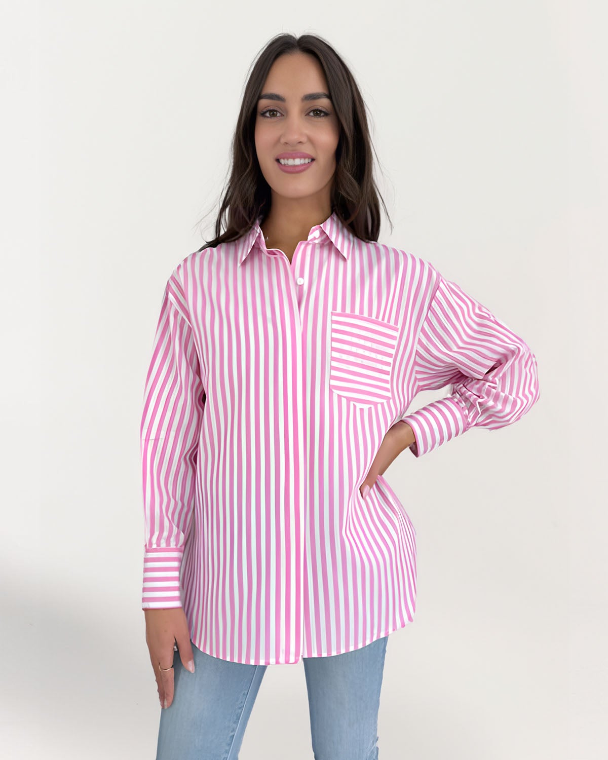 Ellis Stripe Shirt in Pink | Chances Surf NZ