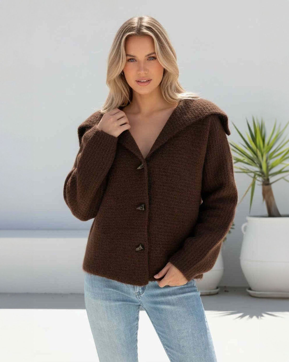 Espresso Knit Jacket in Chocolate | Chances Surf NZ
