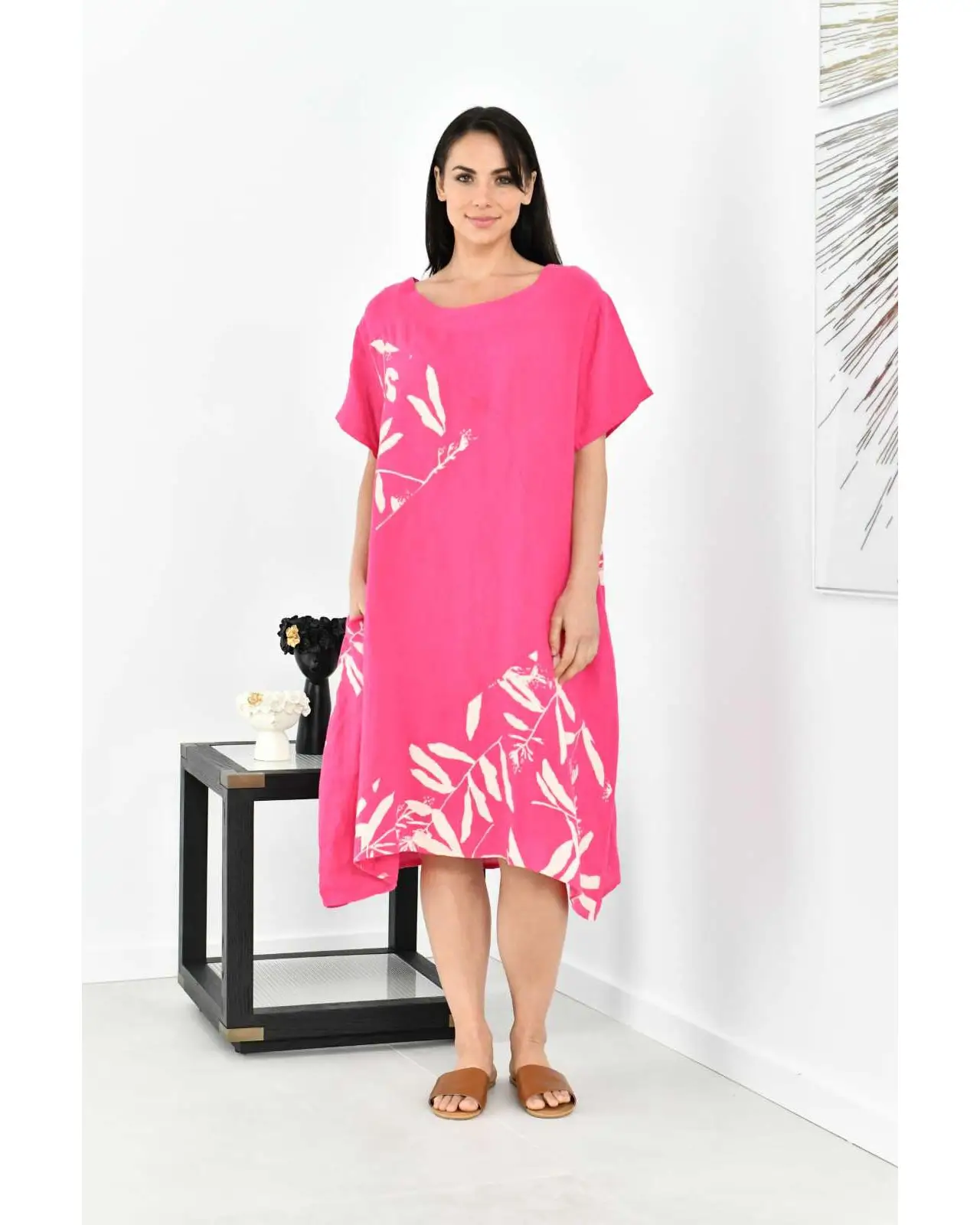 Loose fitting linen dresses clearance
