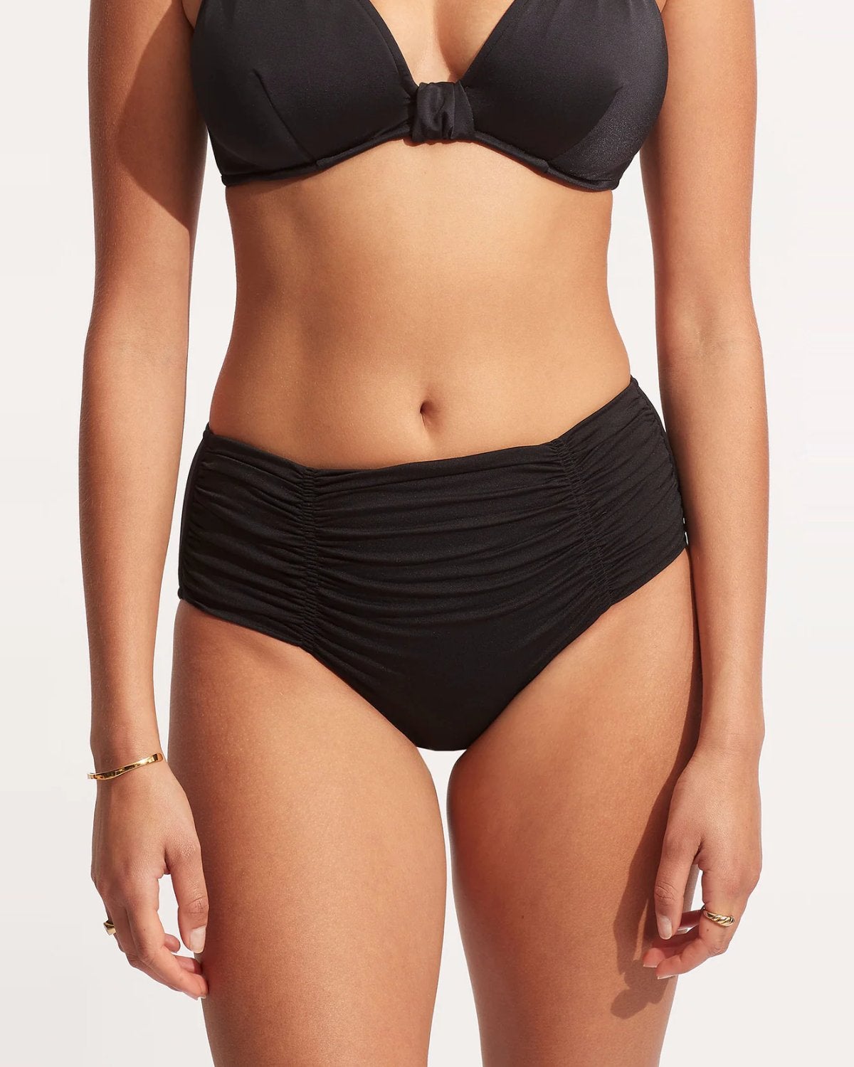 ◆Seafolly◆ Collective Gathered Front Retro ビキニパンツ Seafolly Gathered Front Retro Bikini Bottom in Black | MYER
