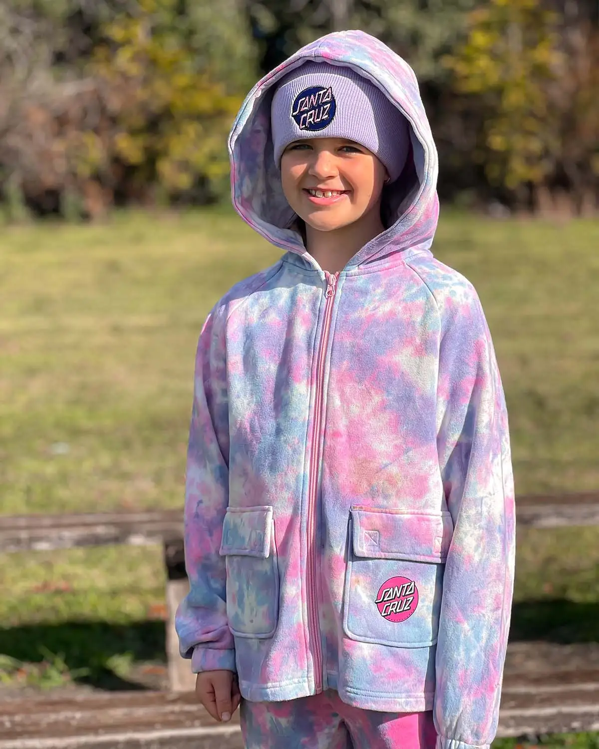 Girls Astro Tie Dye Zip through Hoodie Chances Surf NZ