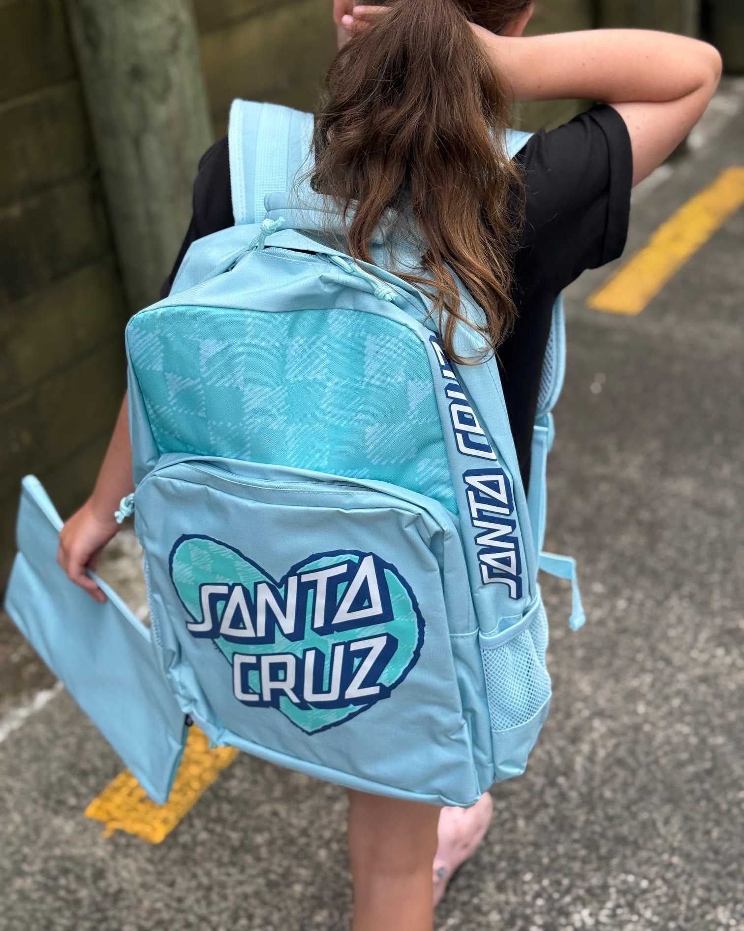 Girls Checker Heart Dot Backpack in Aqua Check | Chances Surf NZ