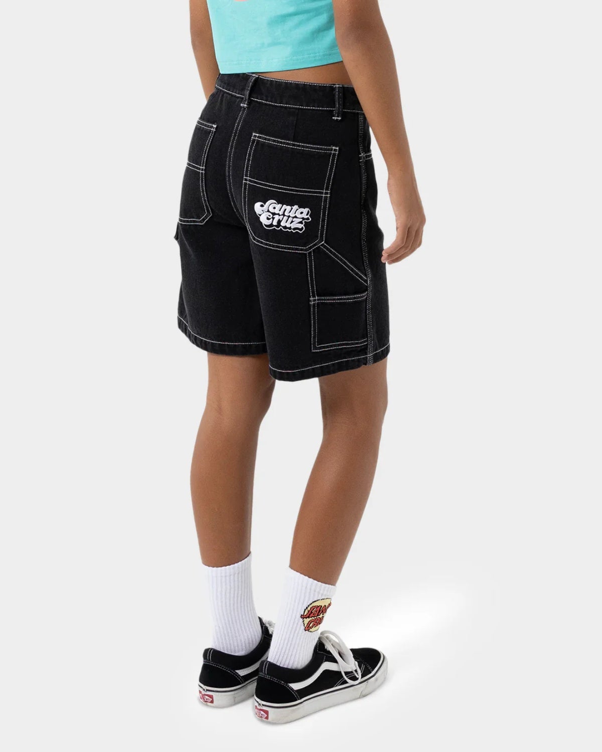 Girls Groovy Stack Carpenter Jean Short in Black | Chances Surf NZ