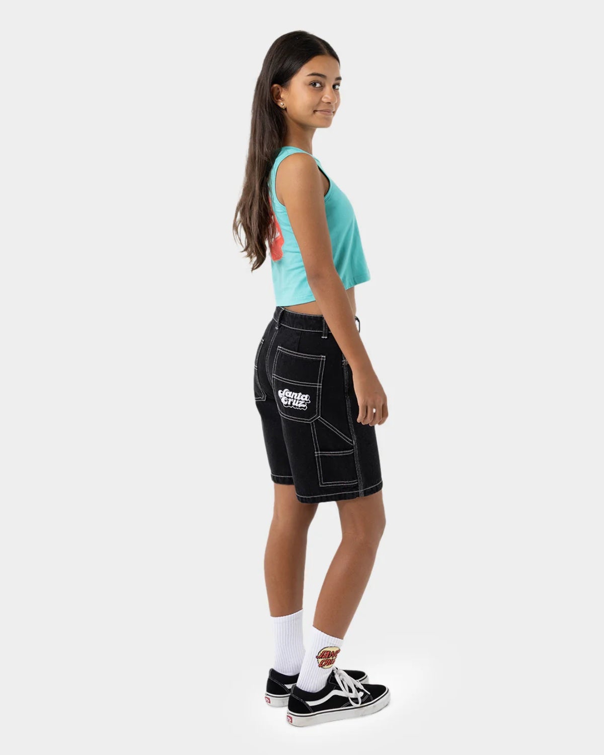 Girls Groovy Stack Carpenter Jean Short in Black | Chances Surf NZ