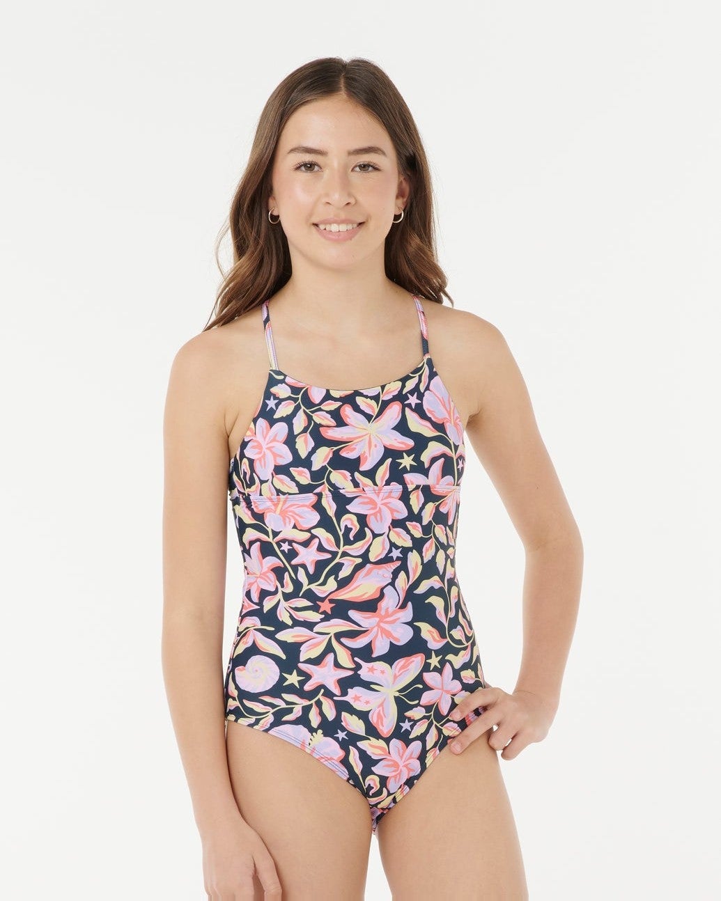 Girls Sunset Skies One Piece Swimsuit in Navy | Chances Surf NZ