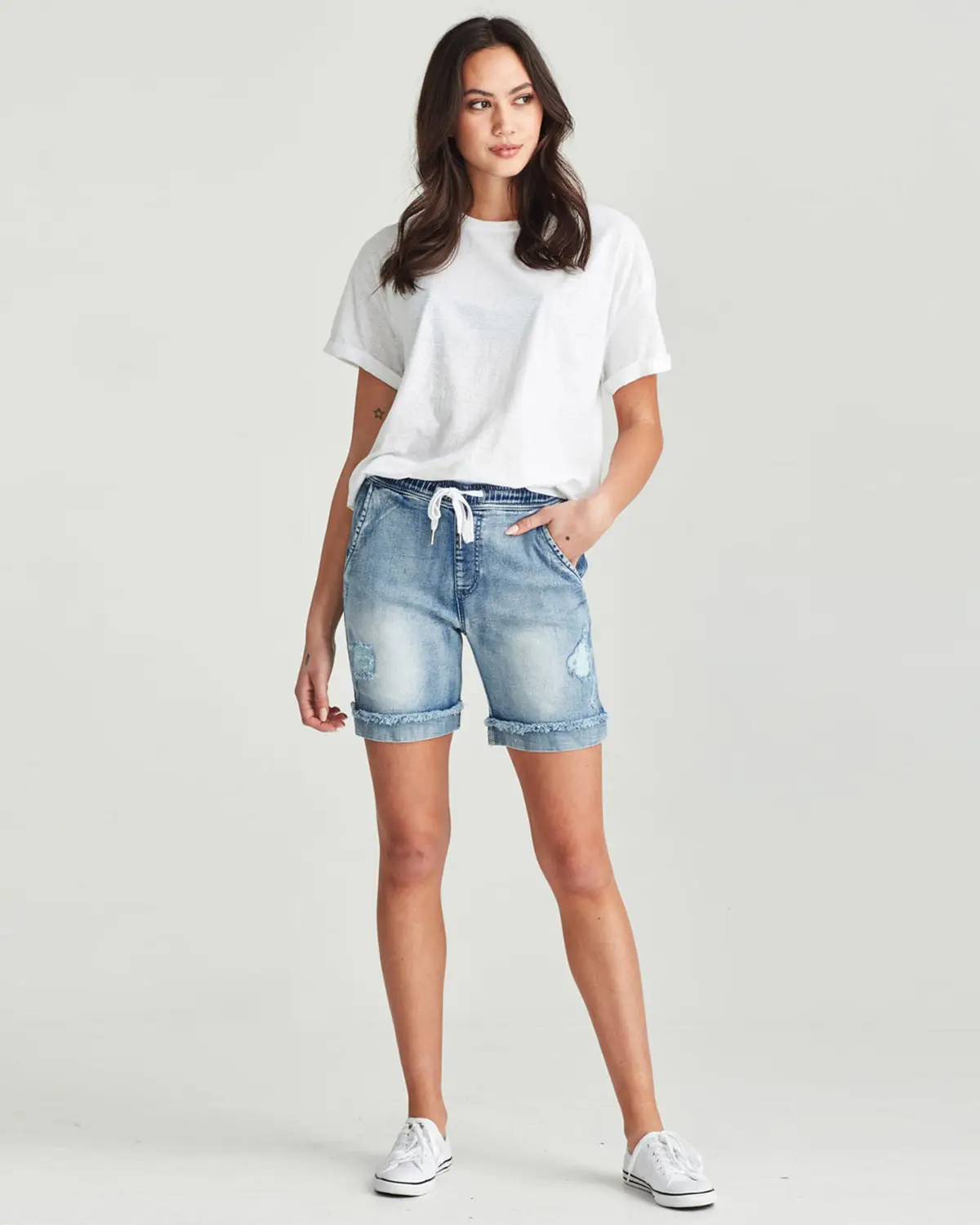 Kimmy Denim Shorts Soft Pale Blue Chances Surf NZ