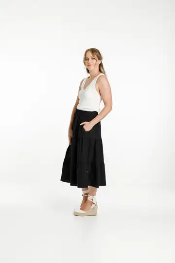 Black tiered skirt nz online