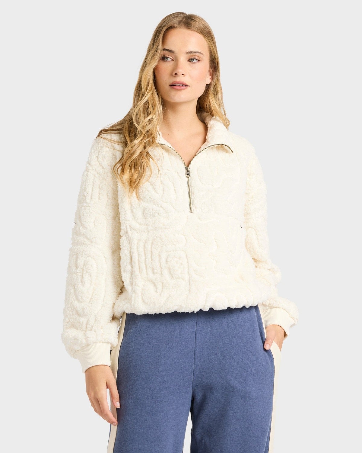 Love Half Zip Crew Jumper in Salt Crystal | Chances Surf NZ