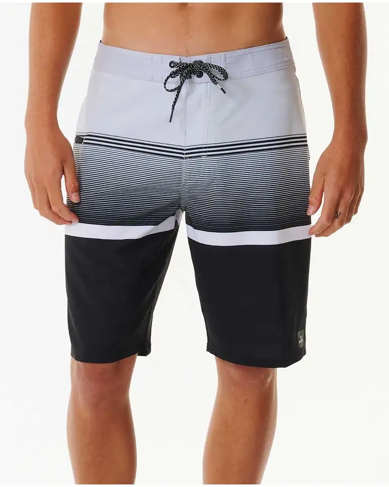Black and deals white board shorts