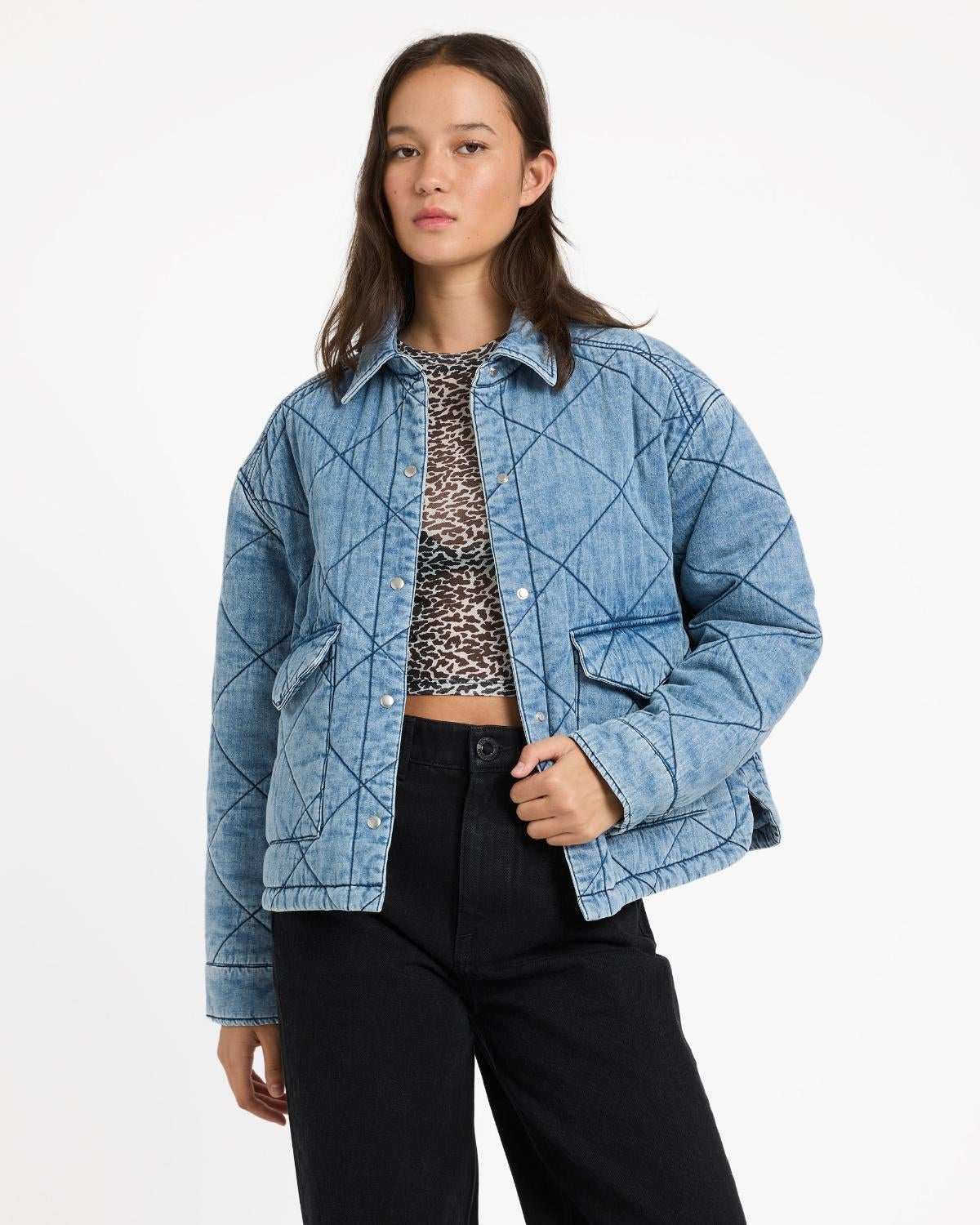 Parka Ramp Oc Ramps Quilted Jacket in Lt Blue | Chances Surf NZ