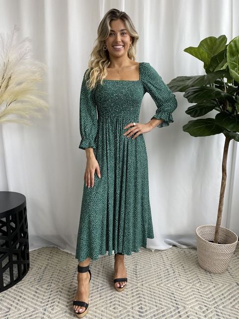 Off Shoulder Dotty 3/4 Slv Dress | Chances