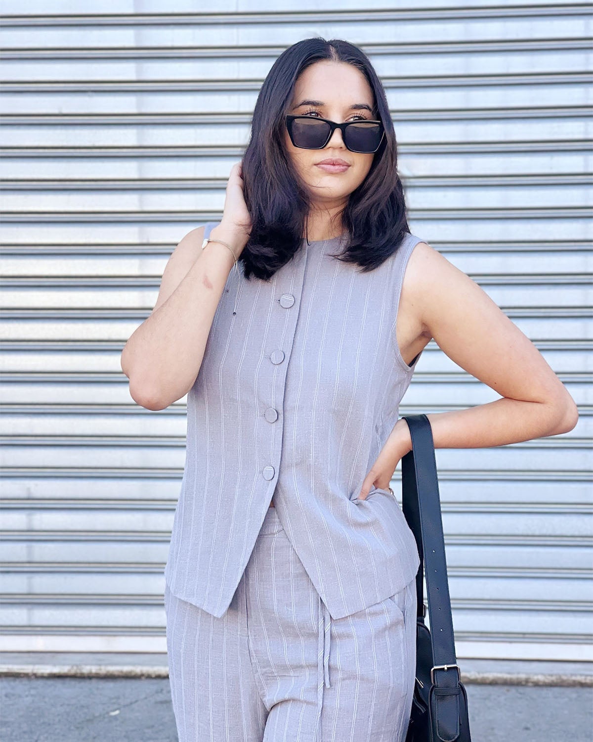 Petra Vest in Grey Pinstripe | Chances Surf NZ