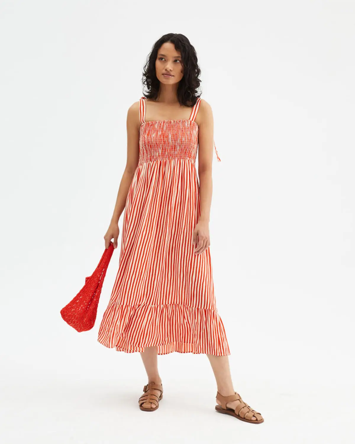 Red stripe 2025 midi dress
