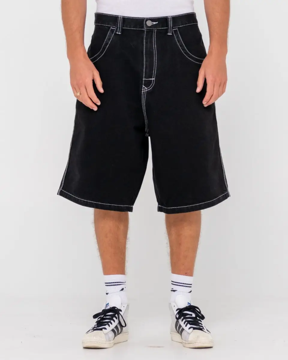 R Dot Baggy Jort in Black Out | Chances Surf NZ R Dot Baggy Jort in Black Out | Chances Surf NZ