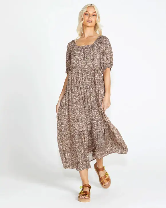 Scarlett Shirred Back Maxi Dress Chances Surf NZ