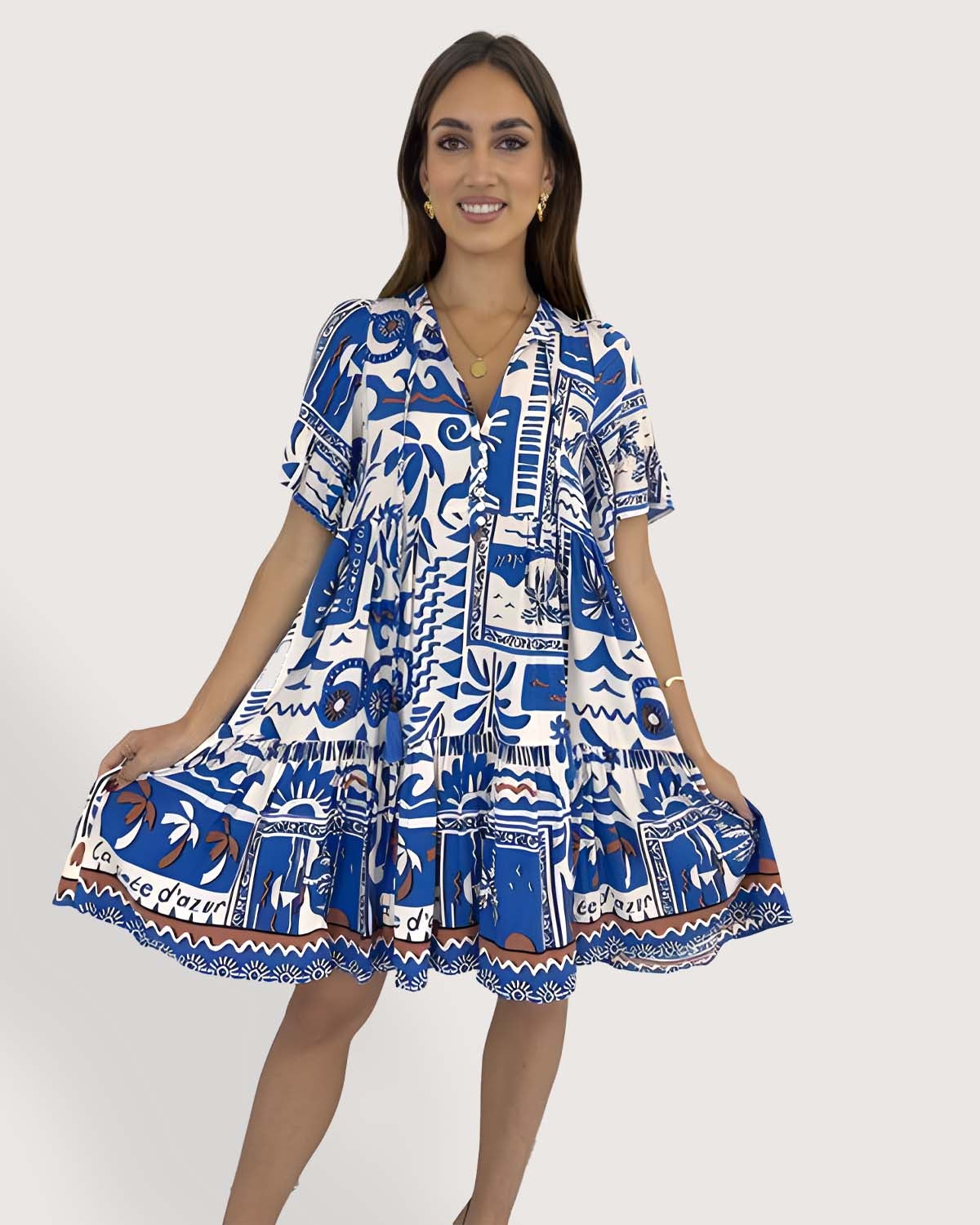 Sunset Sway Babydoll Dress in Blue | Chances Surf NZ