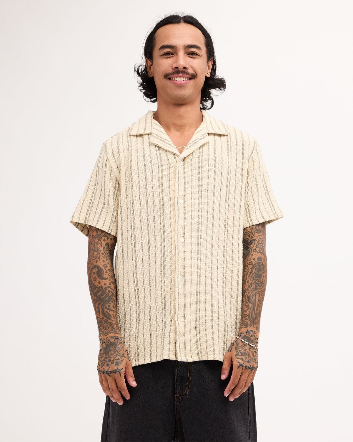 Vacancy Stripe Shirt in Latte | Chances Surf NZ