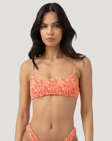 Zadie Floral Smocked Crop Bikini Top