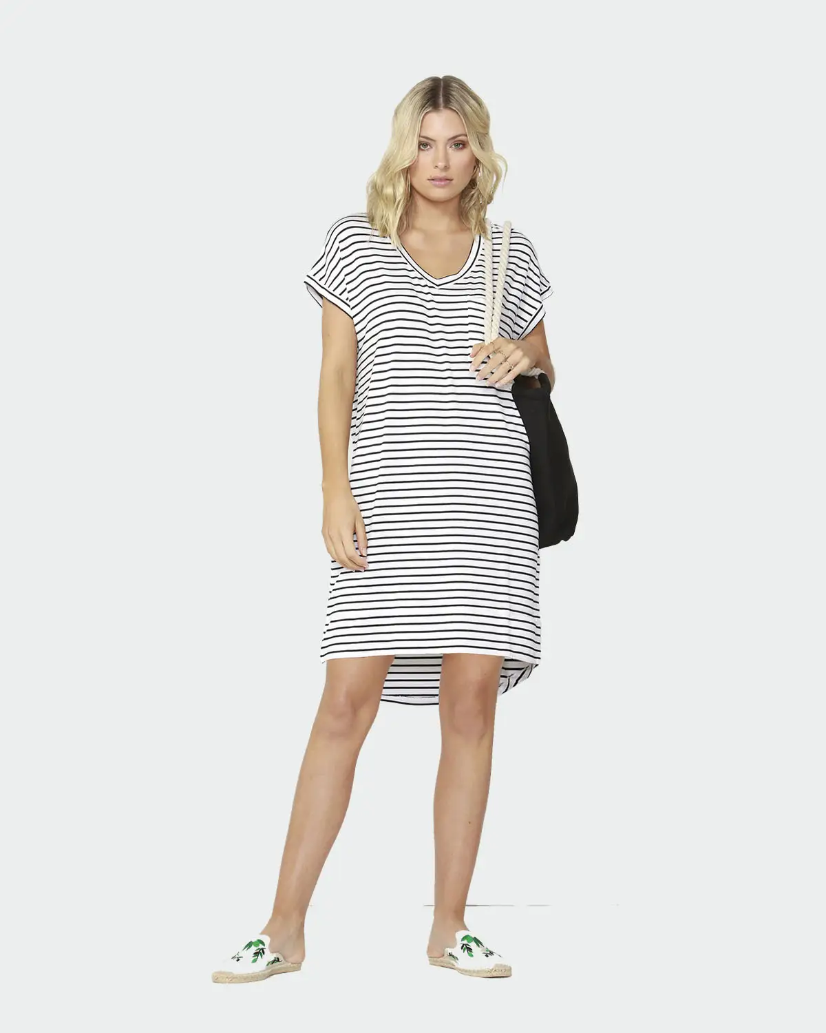 Black and white tee shirt dress best sale